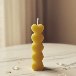 Yellow Stacked Heart Pillar Candle
